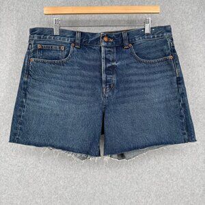 Madewell Womens Brynn Long Short Size 29 Blue Denim Button Fly Raw Hem NWOT